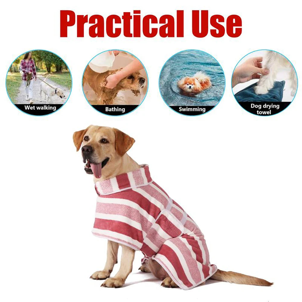 Quick-Drying Dog Bathrobe Ultra-Absorbent Dog Bath Towel Thickened Soft Pet Dog Drying Coat for Pet Lover Bath Accessories