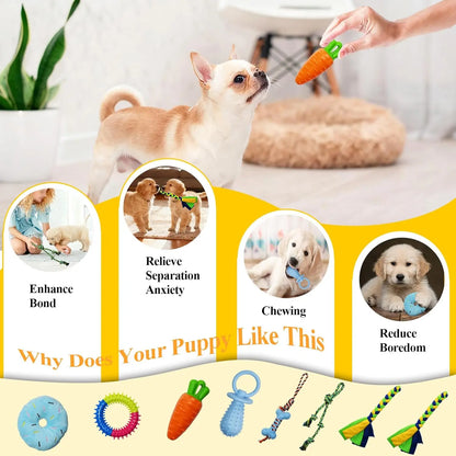 Puppy Play Gym for Toy Poodle - Indoor PVC Frame with 8 Random Detachable Hanging Items, Playful Boredom Relief Enrichment Center, Adjustable Height, Rope, Squeaky, Teething & Chew Options, Stimulates Small Dogs