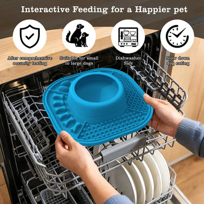 Pawlove Dog Food Slow Feeder Bowl - Ball-In Design Neater Feeder, 3/4 Cup Food-Grade Licking Bowl, Anti-Slip Rubber, Ball Movement Curbs Splash Mess, Bone Broth Ready, Dishwasher Safe, Puppy Anxiety Relief | Pet Feeding Supplies