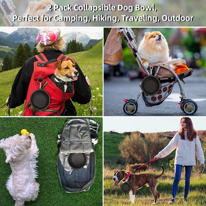 Large Collapsible Dog Bowls 2 Pack, 34Oz Foldable Dog Travel Bowl